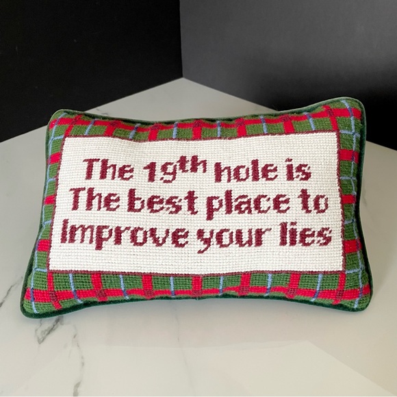 Vintage Golf Needlepoint Pillow 